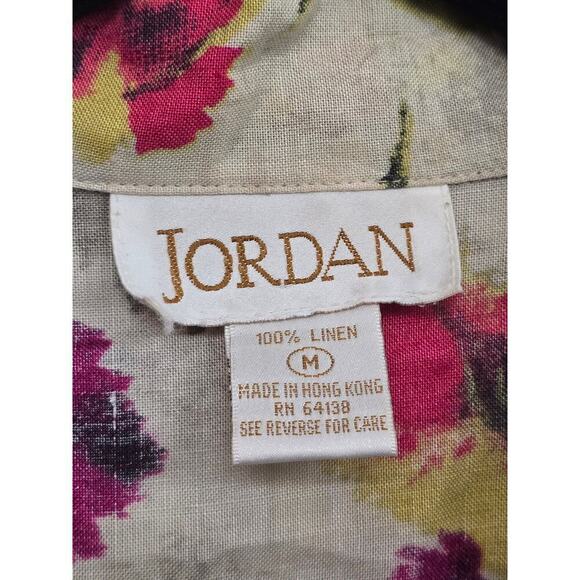 Soft Surroundings Jordan VTG 100% Linen Watercolor Floral Button Down Shirt M - Picture 4 of 9